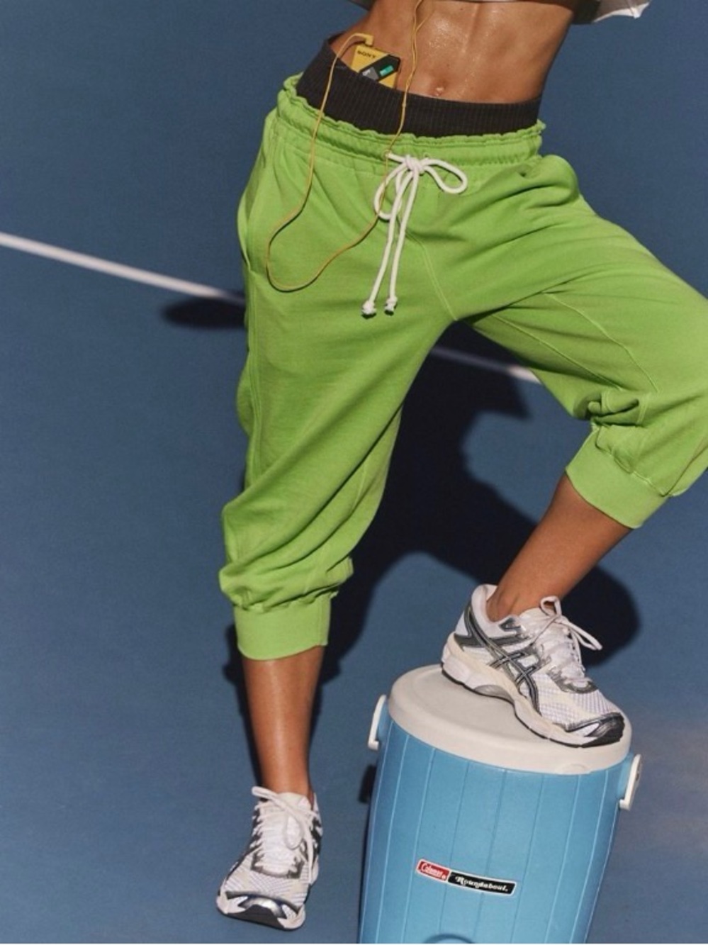 Free People Lime Green Cropped Track Jogger Pants